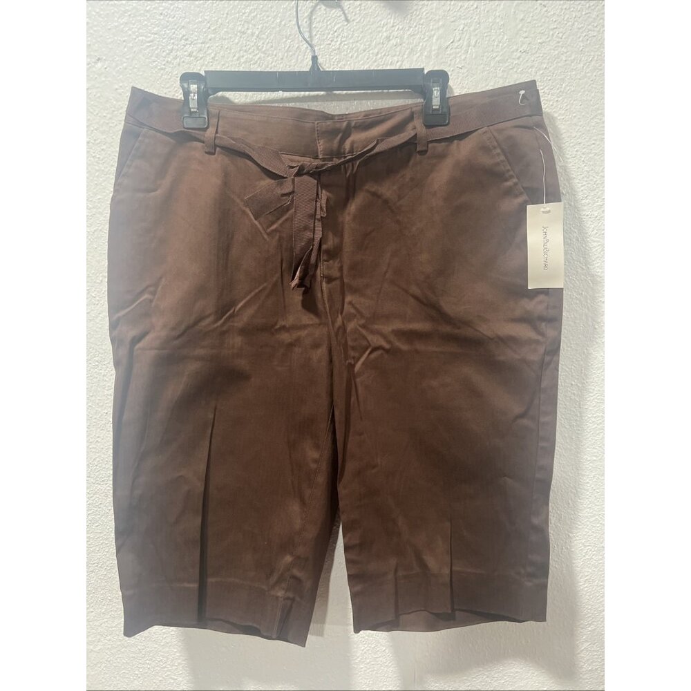 John Paul Richards Cotton Cargo Pants Brown 14 2 Pocket belted Summer NEW